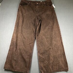 Gap Baggy Mid Rise Jeans Womens 34 18R Brown Relaxed Wide Leg Denim Dark Wash